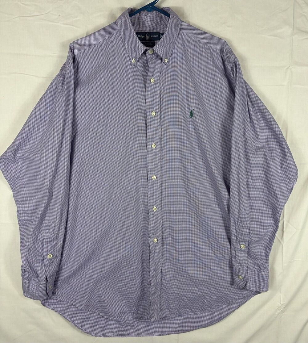 Ralph Lauren Blake Shirt L/S Button Purple Houndstooth Men’s L Classic Preppy